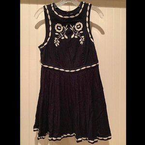 Free People Black & White Embroidered Dress